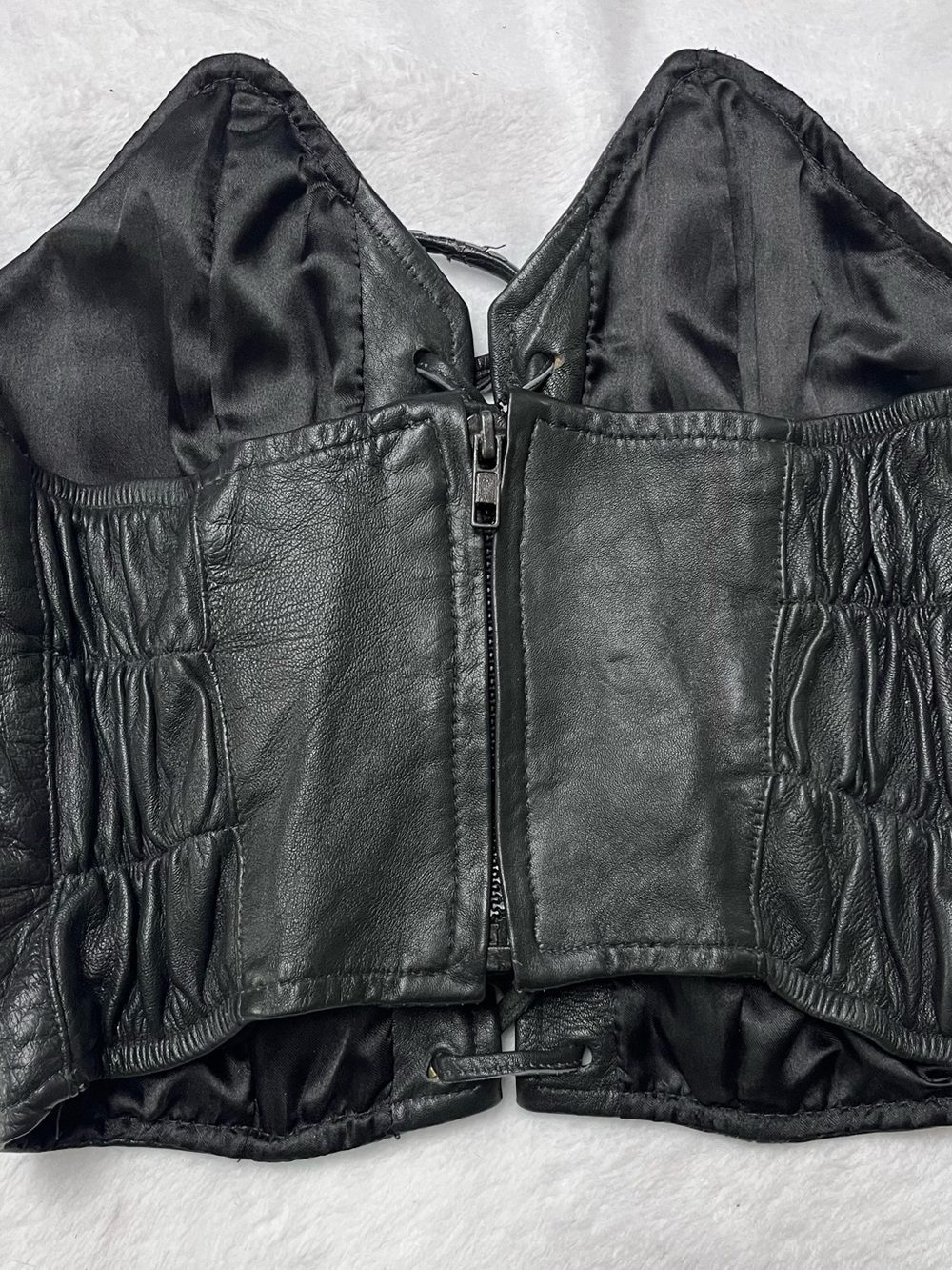 Vintage Leather Lace-Up Corset Top - Black - Picture 3 of 5
